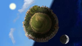 Kleines Planetenweltpanorama herein Tag und Nacht, nahtlose Schleife vektor abbildung Kleines Planetenweltpanorama herein Tag und Nacht, nahtlose Schleife vektor abbildung