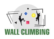 Kletterwandsportlogo Mans zusammen kletternd auf der Wand Kreatives modernes Sportfirmenzeichen Wandern Innen stock abbildung Kletterwandsportlogo Mans zusammen kletternd auf der Wand Kreatives modernes Sportfirmenzeichen Wandern Innen stock abbildung