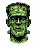 Kleurenillustratie van Frankenstein-hoofd vector illustratie Kleurenillustratie van Frankenstein-hoofd vector illustratie