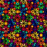 Kleurrijk geometrisch het gebrandschilderde glas naadloos patroon van de stervorm, vector royalty-vrije illustratie Kleurrijk geometrisch het gebrandschilderde glas naadloos patroon van de stervorm, vector royalty-vrije illustratie