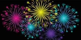 Kleurrijk nieuw jaarvuurwerk bij nacht royalty-vrije illustratie Kleurrijk nieuw jaarvuurwerk bij nacht royalty-vrije illustratie