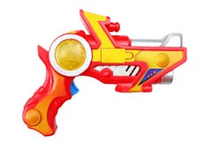 Kleurrijk plastic die pistool op witte achtergrond wordt geïsoleerd royalty-vrije stock afbeeldingen Kleurrijk plastic die pistool op witte achtergrond wordt geïsoleerd royalty-vrije stock afbeeldingen