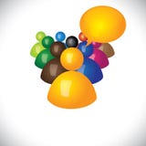 Kleurrijke 3d pictogrammen of tekens die van manager aan divers team spreken vector illustratie Kleurrijke 3d pictogrammen of tekens die van manager aan divers team spreken vector illustratie