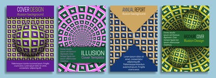 Kleurrijke dekkingsmalplaatjes met de elementen van het optische illusieontwerp Boekje, brochure, jaarverslag, affiche dynamisch stock illustratie Kleurrijke dekkingsmalplaatjes met de elementen van het optische illusieontwerp Boekje, brochure, jaarverslag, affiche dynamisch stock illustratie