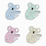 Kleurrijke koala's op witte achtergrond Schetsen van verschillende kleurendieren Beeldverhaalpictogrammen van koala's royalty-vrije illustratie Kleurrijke koala's op witte achtergrond Schetsen van verschillende kleurendieren Beeldverhaalpictogrammen van koala's royalty-vrije illustratie