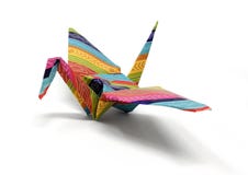 Kleurrijke Origamikraan van Gevormd Document royalty-vrije stock foto Kleurrijke Origamikraan van Gevormd Document royalty-vrije stock foto