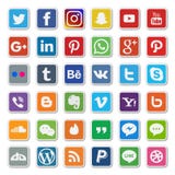 Kleurrijke vlakke sociale media pictogramreeks royalty-vrije illustratie Kleurrijke vlakke sociale media pictogramreeks royalty-vrije illustratie
