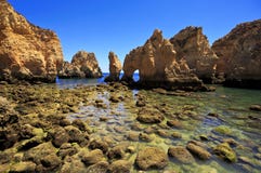 Klippor i Ponta da Piedade nära Lagos, Algarve, Portugal Royaltyfria Foton Klippor i Ponta da Piedade nära Lagos, Algarve, Portugal Royaltyfria Foton