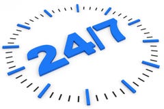 Klok. beschikbare 24/7. vector illustratie Klok. beschikbare 24/7. vector illustratie