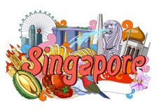 Klottervisningarkitektur och kultur av Singapore royaltyfri illustrationer Klottervisningarkitektur och kultur av Singapore royaltyfri illustrationer