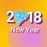Knall-Art Retro Banner With Dog-Feiertags-Dekorations-Design des neuen Jahr-2018 lizenzfreie abbildung Knall-Art Retro Banner With Dog-Feiertags-Dekorations-Design des neuen Jahr-2018 lizenzfreie abbildung