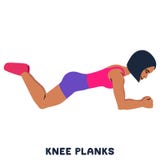 Knee planks. Sport exersice. Silhouettes of woman doing exercise. Workout, training