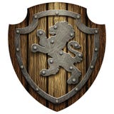 Knight& x27 дуба; экран s с заклепками и левом металла иллюстрация вектора Knight& x27 дуба; экран s с заклепками и левом металла иллюстрация вектора