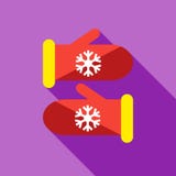 Knitted christmas mittens icon, flat style stock illustration Knitted christmas mittens icon, flat style stock illustration