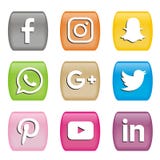 Knopenpictogrammen van sociale media emblemen vector illustratie Knopenpictogrammen van sociale media emblemen vector illustratie