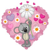 Koala med hjärtor och blomman stock illustrationer Koala med hjärtor och blomman stock illustrationer