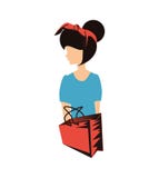 Kobieta retro styl z torbą na zakupy royalty ilustracja Kobieta retro styl z torbą na zakupy royalty ilustracja