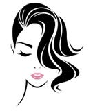 kobieta włosianego stylu krótka ikona, logo kobiety stawia czoło royalty ilustracja kobieta włosianego stylu krótka ikona, logo kobiety stawia czoło royalty ilustracja