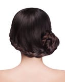 Kobieta z brunetka włosy i warkocza uczesaniem fotografia stock Kobieta z brunetka włosy i warkocza uczesaniem fotografia stock