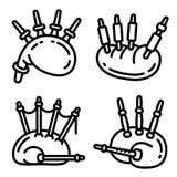 Kobz ikony ustawia?, konturu styl ilustracji Kobz ikony ustawia?, konturu styl ilustracji