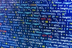 Kodifiera programmera skärmen för källkod Färgrik abstrakt dataskärm Skrift för program för rengöringsduk för programvarubärare Royaltyfria Foton Kodifiera programmera skärmen för källkod Färgrik abstrakt dataskärm Skrift för program för rengöringsduk för programvarubärare Royaltyfria Foton