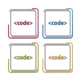 Kodsymbol - översikt utformade knappen - redigerbar slaglängd - färgrik vektorillustration - som isoleras på vit bakgrund stock illustrationer Kodsymbol - översikt utformade knappen - redigerbar slaglängd - färgrik vektorillustration - som isoleras på vit bakgrund stock illustrationer