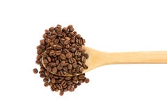 Koffiebonen in een houten lepel royalty-vrije stock afbeeldingen Koffiebonen in een houten lepel royalty-vrije stock afbeeldingen