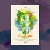 Koktajl akwareli dyskoteki plakat royalty ilustracja Koktajl akwareli dyskoteki plakat royalty ilustracja