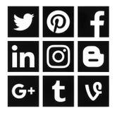 Kolekcja popularni kwadratowi czarni ogólnospołeczni medialni logowie ilustracja wektor Kolekcja popularni kwadratowi czarni ogólnospołeczni medialni logowie ilustracja wektor