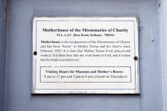 Kolkata Calcutta / India - April 10th 2019: Mother Teresa Motherhouse of the Missionaries of Charity Museum and Headquarters stock photo Kolkata Calcutta / India - April 10th 2019: Mother Teresa Motherhouse of the Missionaries of Charity Museum and Headquarters stock photo