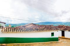 Koloniala buidlings i gatorna av Barichara - Colombia royaltyfria foton Koloniala buidlings i gatorna av Barichara - Colombia royaltyfria foton