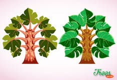 Kolorowi kresk?wek drzewa Fantastyczne tropikalne rośliny zostaw ilustracja projekt?w element?w wektora Odosobniony wizerunek na royalty ilustracja Kolorowi kresk?wek drzewa Fantastyczne tropikalne rośliny zostaw ilustracja projekt?w element?w wektora Odosobniony wizerunek na royalty ilustracja
