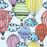 Kolorowy lotniczy balon w niebo bezszwowym wielostrzałowym wzorze ilustracja wektor Kolorowy lotniczy balon w niebo bezszwowym wielostrzałowym wzorze ilustracja wektor