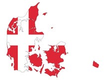 Kombinierte Karte und Flagge von Dänemark vektor abbildung Kombinierte Karte und Flagge von Dänemark vektor abbildung