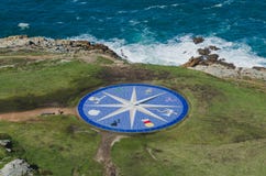Kompassrose in der Naturlandschaft stockbild Kompassrose in der Naturlandschaft stockbild