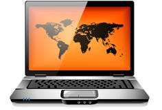 komputerowy laptopu mapy notatnika przenośnego urządzenia świat royalty ilustracja komputerowy laptopu mapy notatnika przenośnego urządzenia świat royalty ilustracja