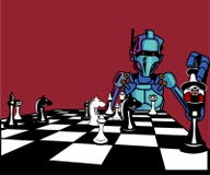 konstgjord intelligens Roboten spelar schack stock illustrationer konstgjord intelligens Roboten spelar schack stock illustrationer
