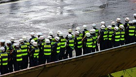 Kontingent av den militära polisen royaltyfri bild Kontingent av den militära polisen royaltyfri bild