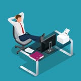 Kontorsanställd vilar den isometriska illustrationen för den plana vektorn 3d stock illustrationer Kontorsanställd vilar den isometriska illustrationen för den plana vektorn 3d stock illustrationer