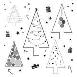 Kontur des Weihnachtsbaums, ein moderner flacher Entwurf lizenzfreie abbildung Kontur des Weihnachtsbaums, ein moderner flacher Entwurf lizenzfreie abbildung