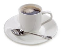 Kop van koffie op witte achtergrond stock afbeeldingen Kop van koffie op witte achtergrond stock afbeeldingen