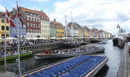 Kopenhaga kanałowe łodzie, Nyhavn obrazy royalty free Kopenhaga kanałowe łodzie, Nyhavn obrazy royalty free