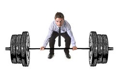 Korporacyjny złożony młoda atrakcyjna biznesmen władza podnosi ciężkich dumbbell ciężary obraz royalty free Korporacyjny złożony młoda atrakcyjna biznesmen władza podnosi ciężkich dumbbell ciężary obraz royalty free