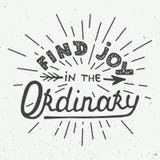 Kort med den hand drog typografidesignbeståndsdelen för hälsningkort, affischer och tryck Finna glädje i det vanliga på vit b vektor illustrationer Kort med den hand drog typografidesignbeståndsdelen för hälsningkort, affischer och tryck Finna glädje i det vanliga på vit b vektor illustrationer