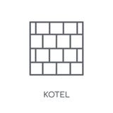 Kotel linjär symbol Modernt begrepp för översiktsKotel logo på vita lodisar royaltyfri illustrationer Kotel linjär symbol Modernt begrepp för översiktsKotel logo på vita lodisar royaltyfri illustrationer