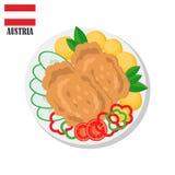 Kotlett för Österrike frankfurterkorvschnitzel vektor illustrationer Kotlett för Österrike frankfurterkorvschnitzel vektor illustrationer