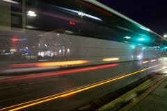 KOUVOLA, FINLAND - NOVEMBER 8, 2018: Long exposure photo. Night traffic on streets of Kouvola, Finland stock images KOUVOLA, FINLAND - NOVEMBER 8, 2018: Long exposure photo. Night traffic on streets of Kouvola, Finland stock images