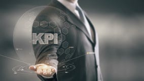 KPI con concepto del hombre de negocios del holograma ilustración del vector KPI con concepto del hombre de negocios del holograma ilustración del vector