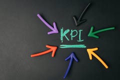 KPI, Key Performance Indicator, metrics to measure business success or marketing campaign goal and target achievement, arrow