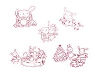 Kr?lika nowego roku charakteru kartki bo?onarodzeniowej doodle ustalony styl royalty ilustracja Kr?lika nowego roku charakteru kartki bo?onarodzeniowej doodle ustalony styl royalty ilustracja